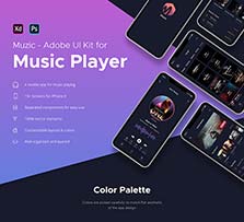 音乐应用程序UI套件：Muzic Music App Adobe XD UI Kit
